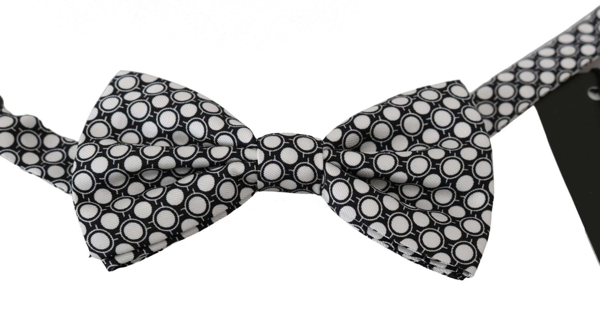 Dolce &amp; Gabbana Elegante schwarz-weiße Seidenfliege mit Kreis