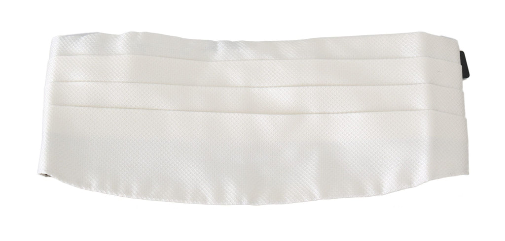Dolce &amp; Gabbana Eleganter Kummerbund aus Seide in Weiß mit Muster