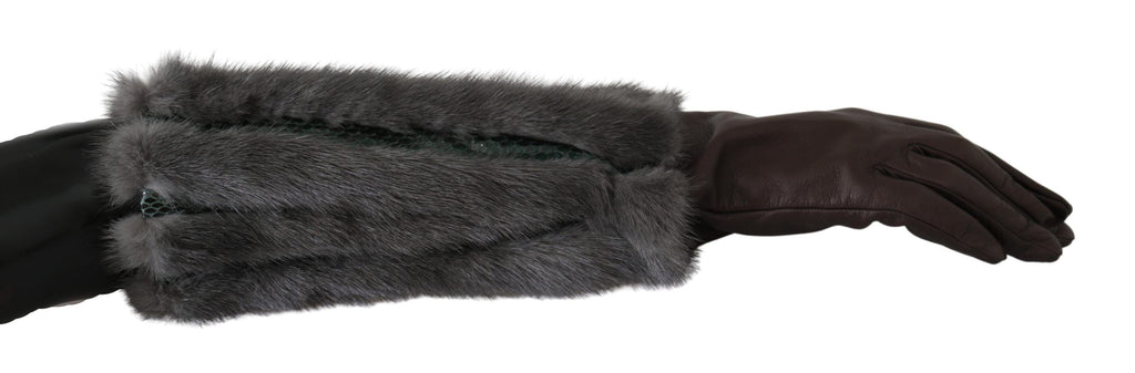 Dolce &amp; Gabbana – Elegante, mittellange Lederhandschuhe in Braun