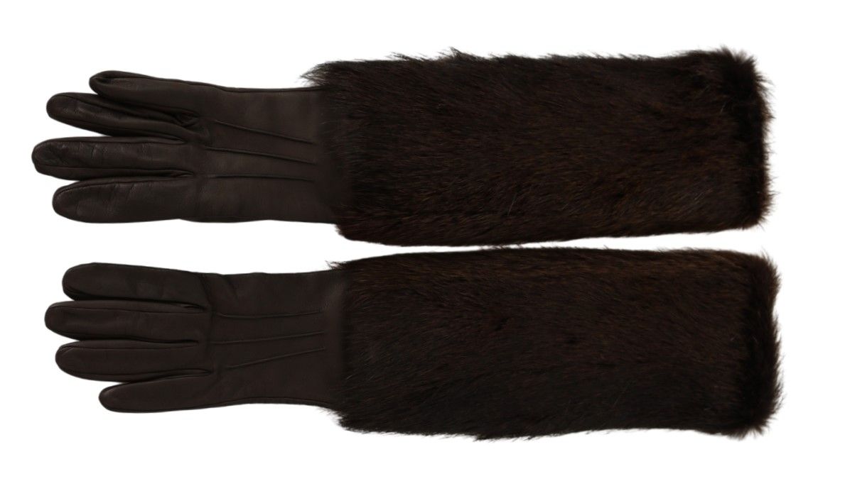 Dolce &amp; Gabbana Elegante Lederhandschuhe in Ellenbogenlänge