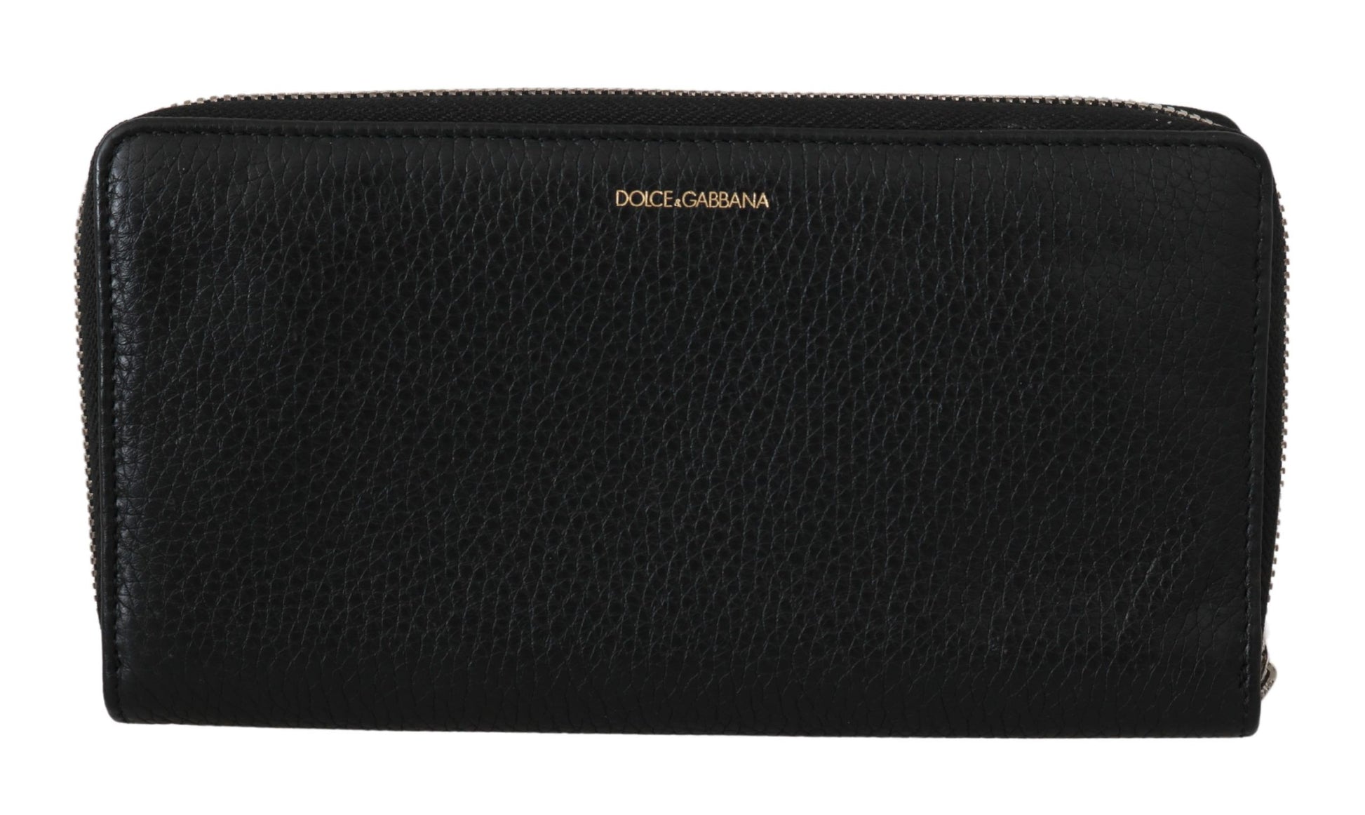 Dolce &amp; Gabbana Elegante schwarze Continental-Geldbörse aus Leder mit Reißverschluss