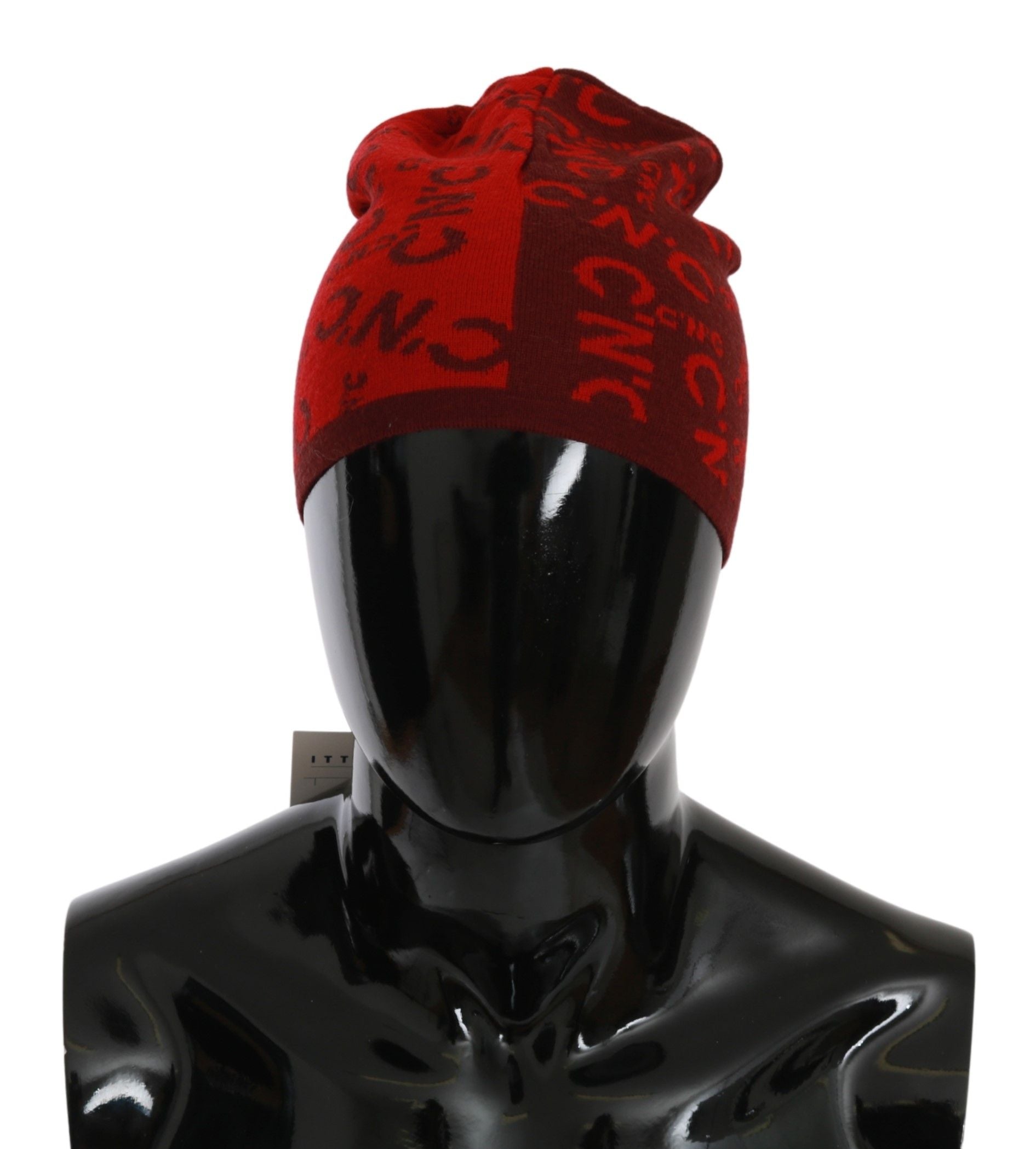 Costume National Chic Rote Beanie-Wollmischung