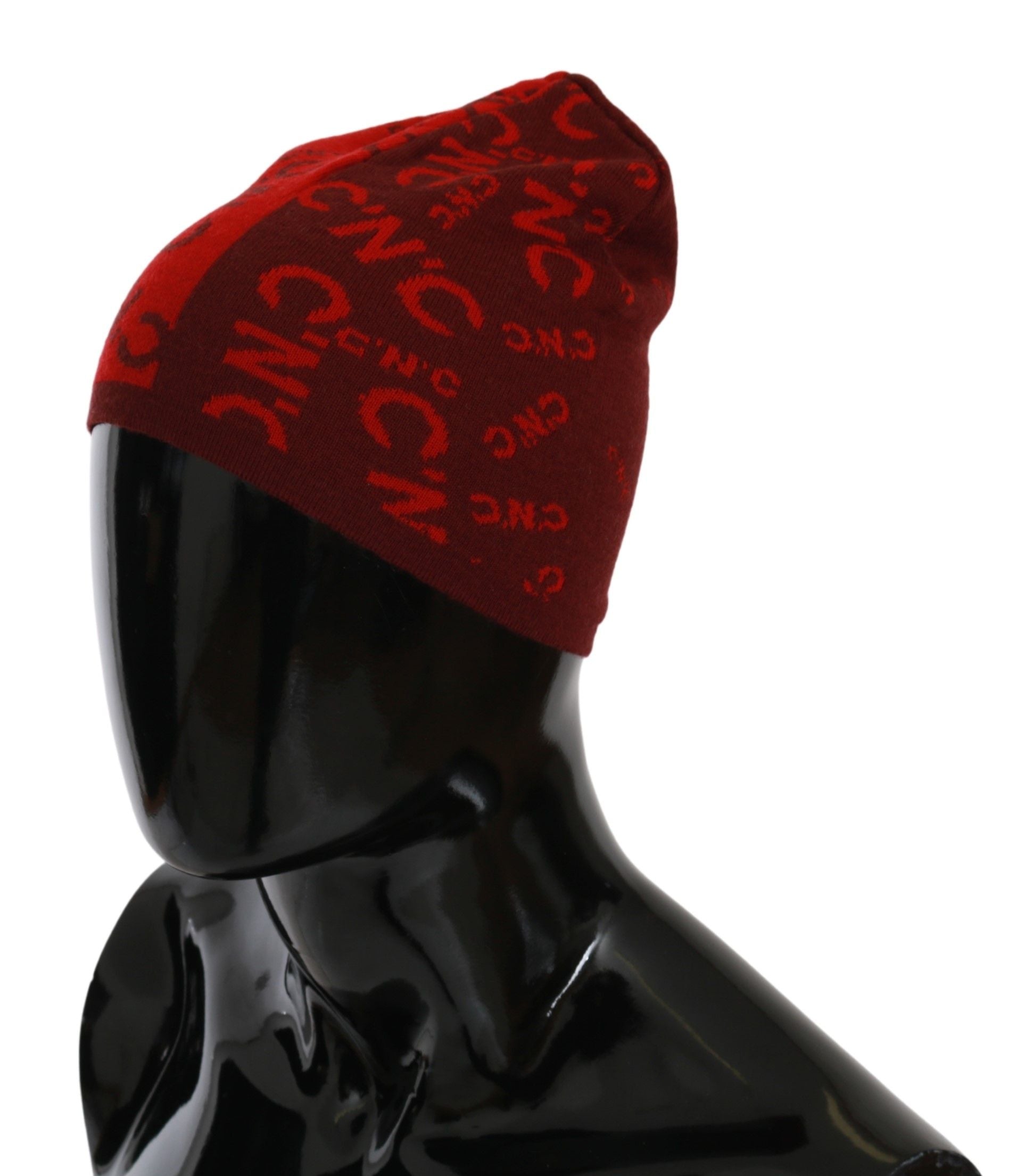 Costume National Chic Rote Beanie-Wollmischung