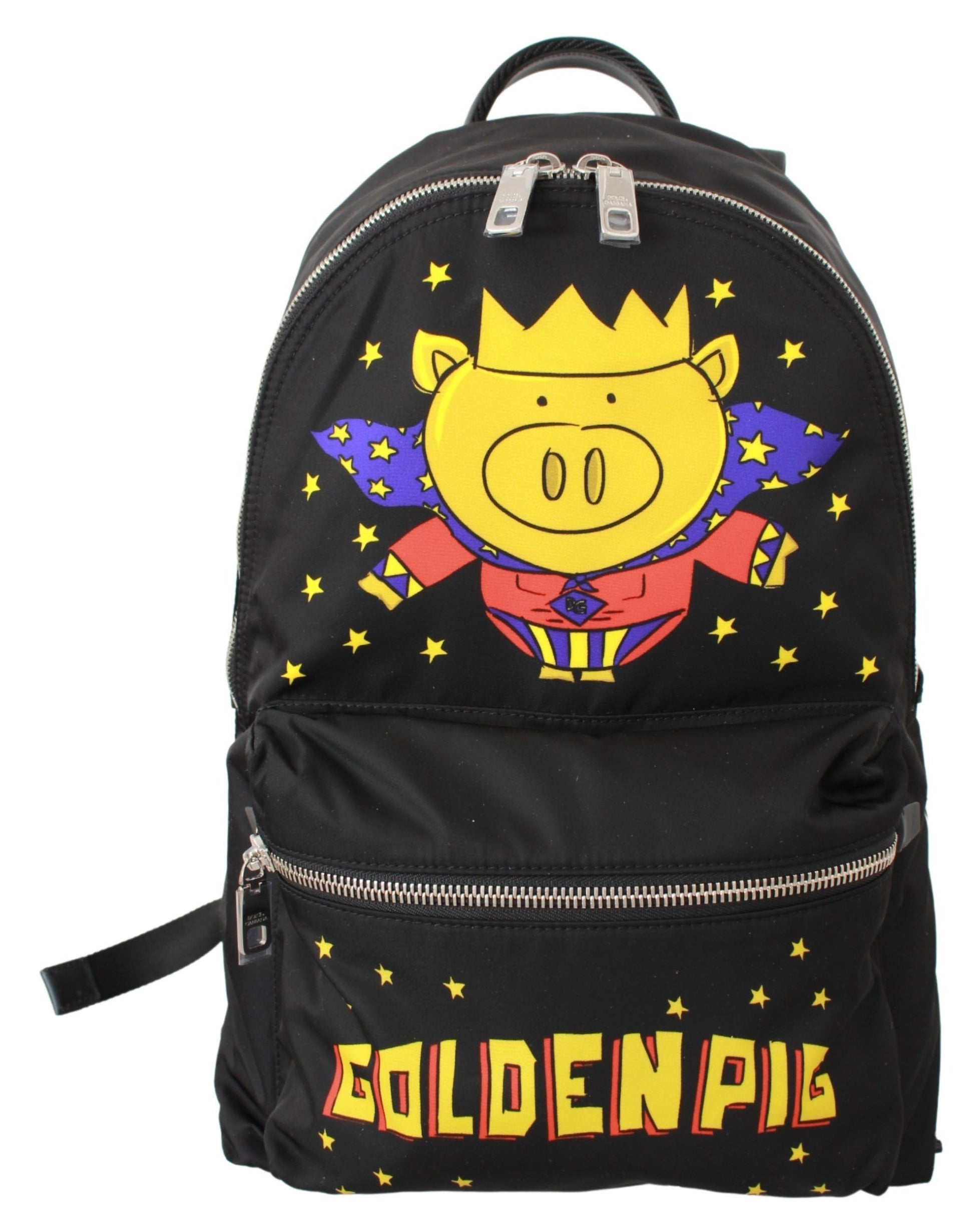 Dolce &amp; Gabbana – Luxuriöser Rucksack mit goldenem Schweinemotiv