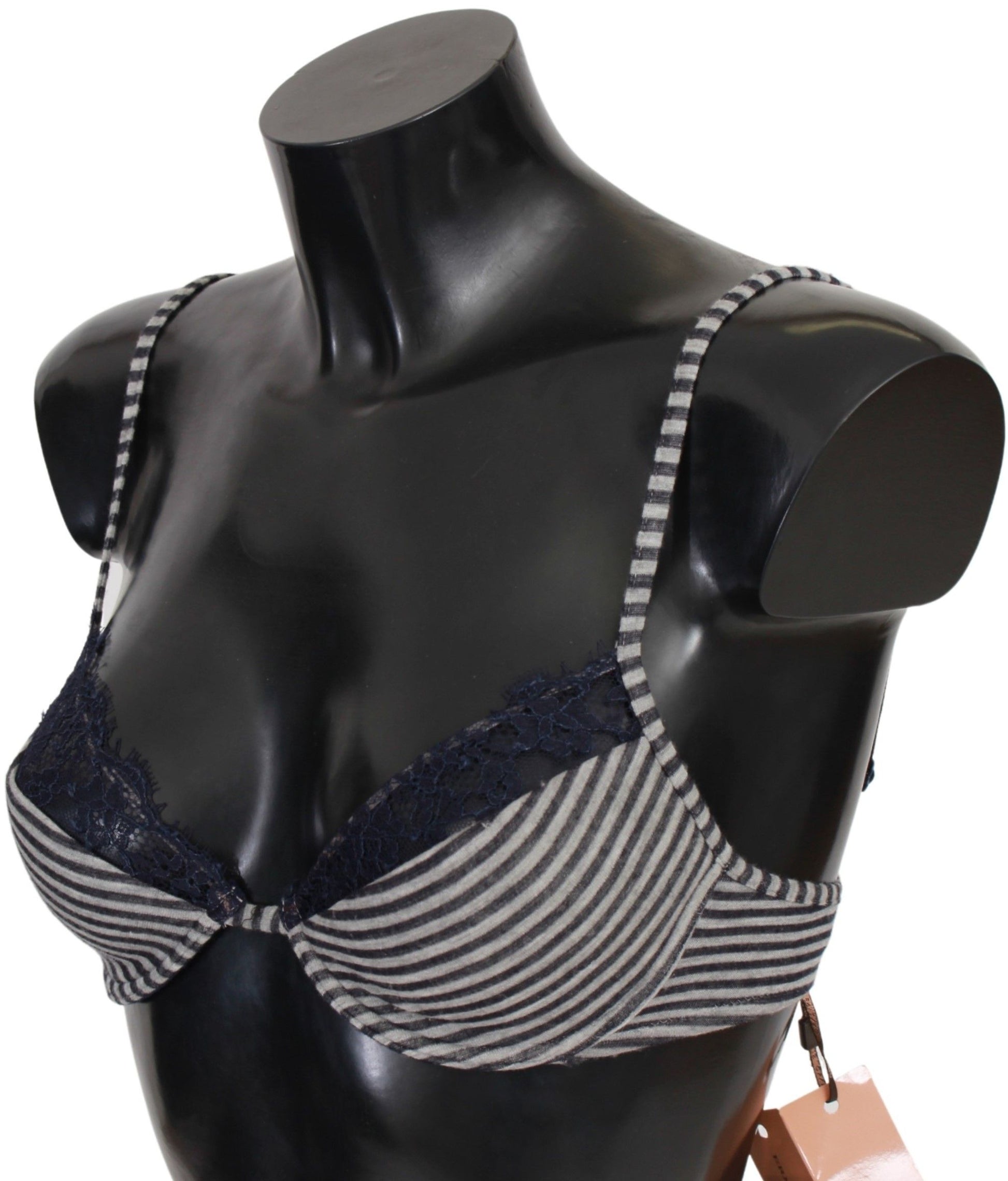 Ermanno Scervino blau gestreifter Reggiseno-Spitzen-BH