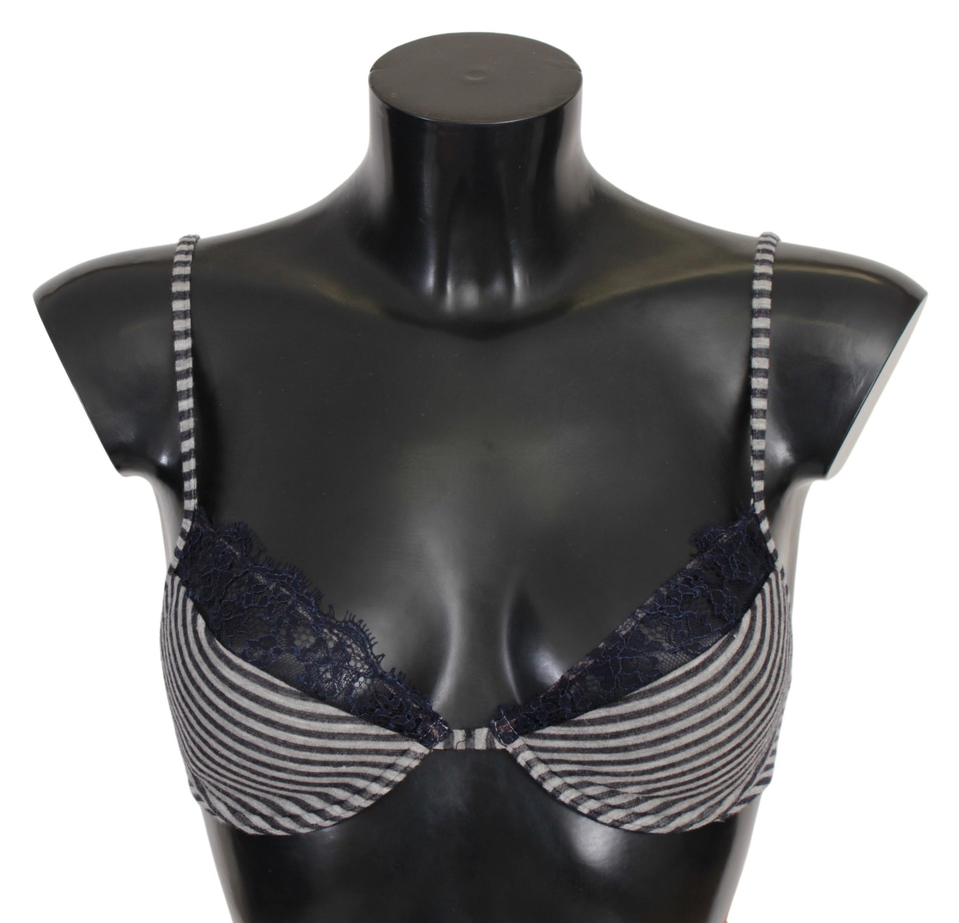 Ermanno Scervino blau gestreifter Reggiseno-Spitzen-BH