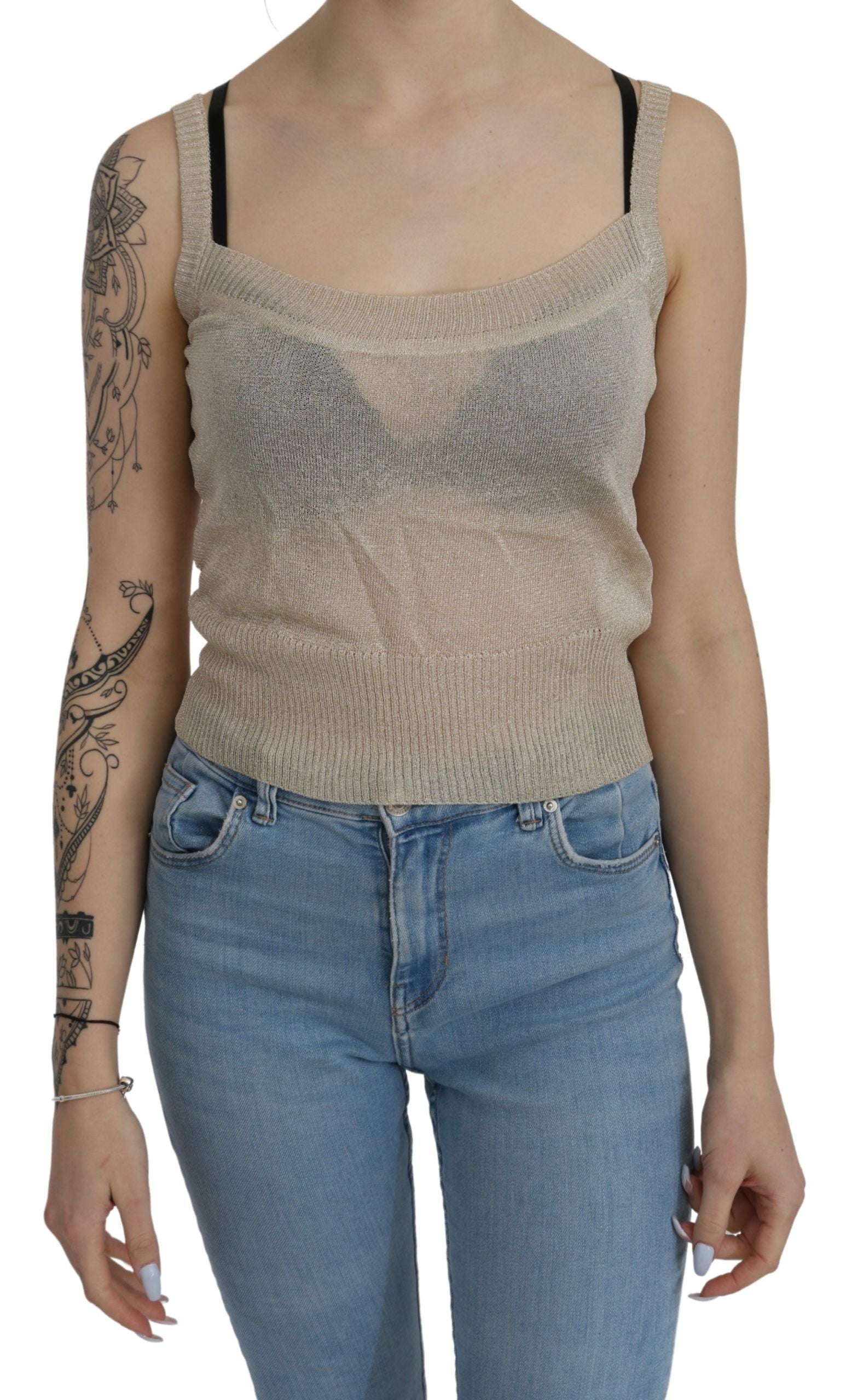 BYBLOS Elegantes beiges ärmelloses Spaghettiträger-Tanktop