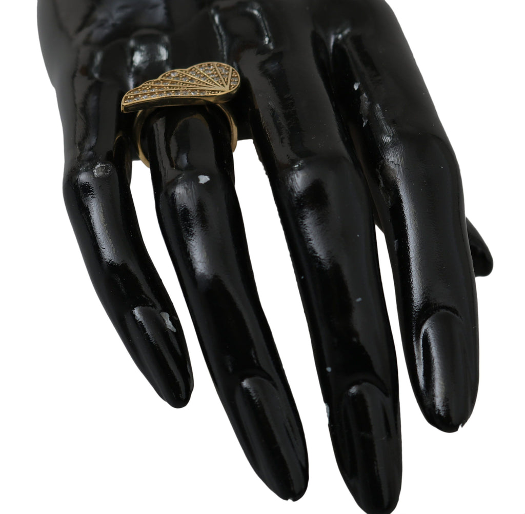 Nialaya Eleganter Ring mit Gold- und Kristallverzierung