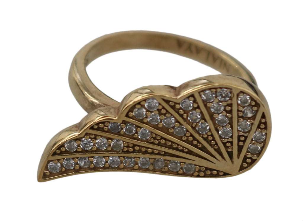 Nialaya Eleganter Ring mit Gold- und Kristallverzierung