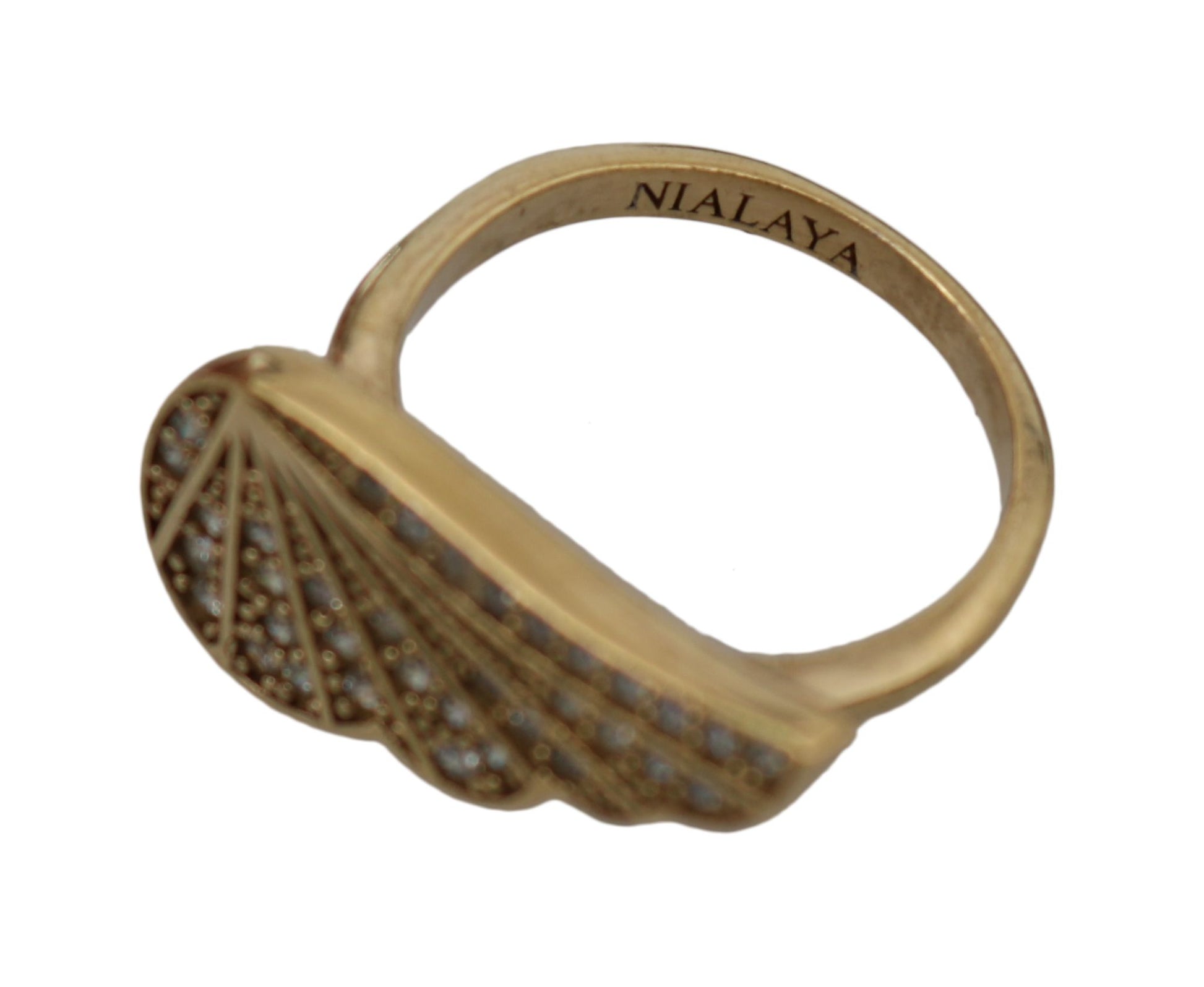 Nialaya Eleganter Ring mit Gold- und Kristallverzierung