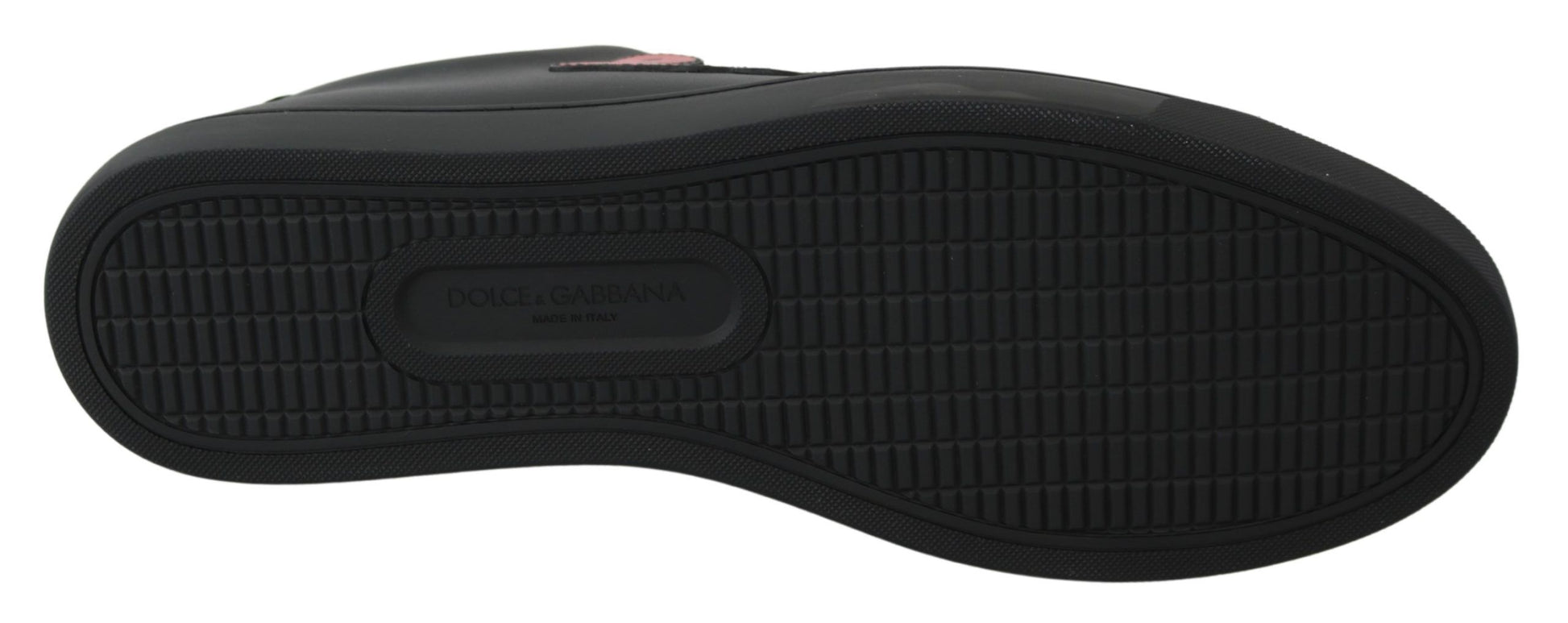Dolce &amp; Gabbana – Schwarze Sneakers aus Leder mit Herzmotiv