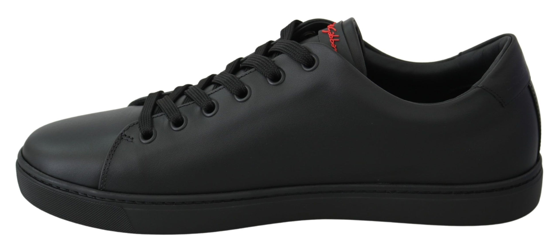 Dolce &amp; Gabbana – Schwarze Sneakers aus Leder mit Herzmotiv