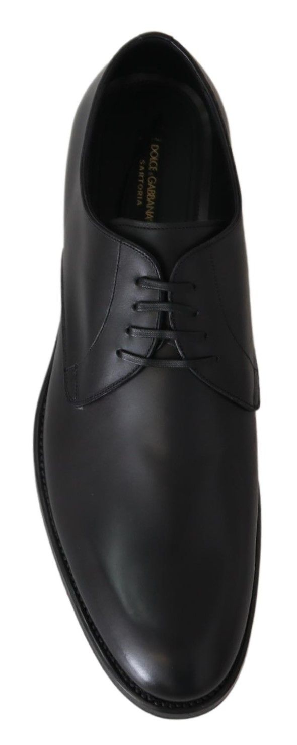 Dolce &amp; Gabbana Elegante Derby-Schuhe aus schwarzem Leder