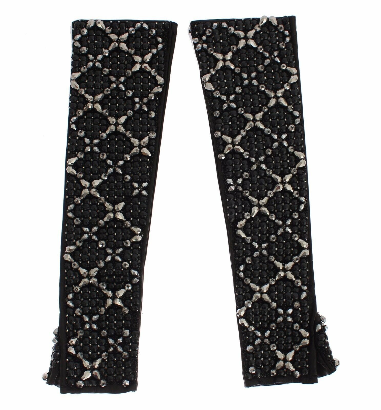 Dolce &amp; Gabbana Elegante Lederhandschuhe mit Kristallperlen