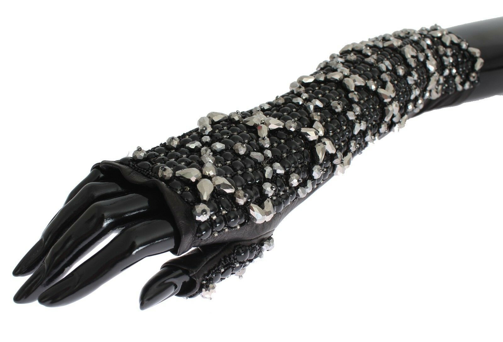 Dolce &amp; Gabbana Elegante Lederhandschuhe mit Kristallperlen