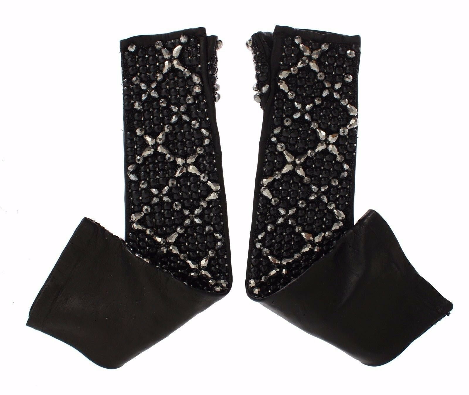 Dolce &amp; Gabbana Elegante Lederhandschuhe mit Kristallperlen