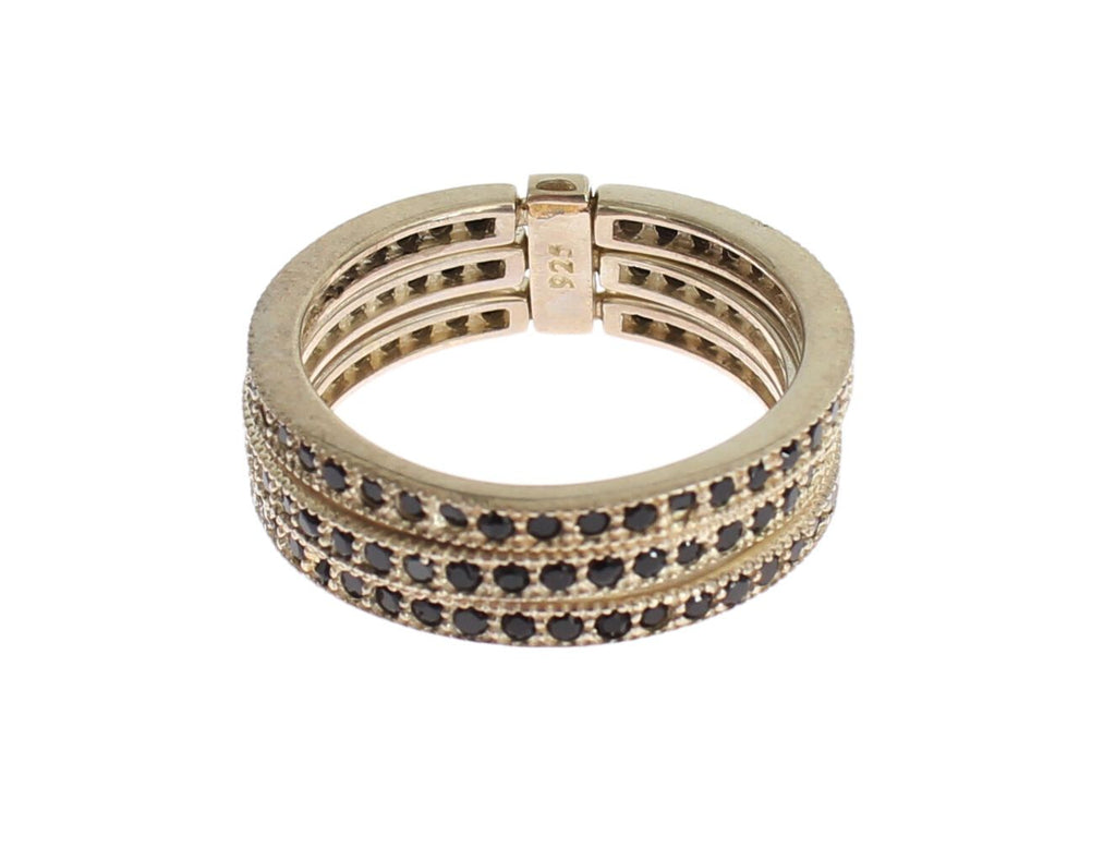 Nialaya Chic Silber &amp; Schwarz CZ Kristall Ring