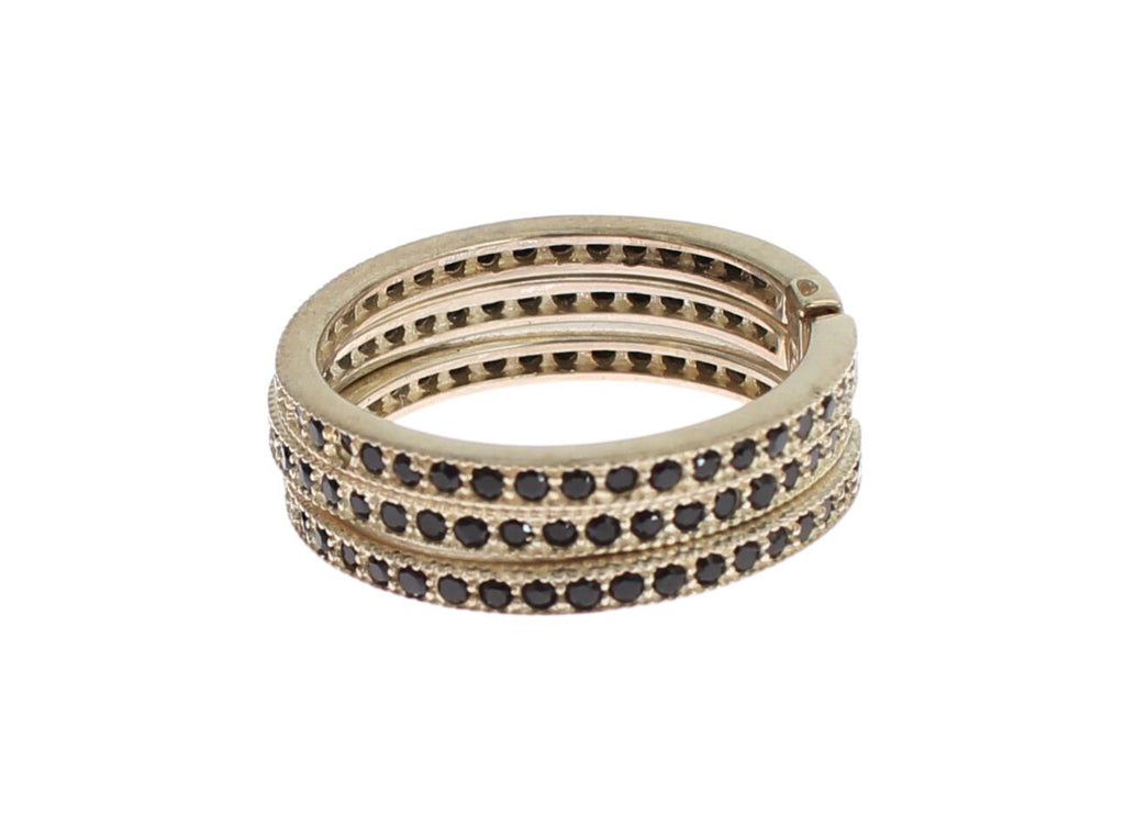 Nialaya Chic Silber &amp; Schwarz CZ Kristall Ring