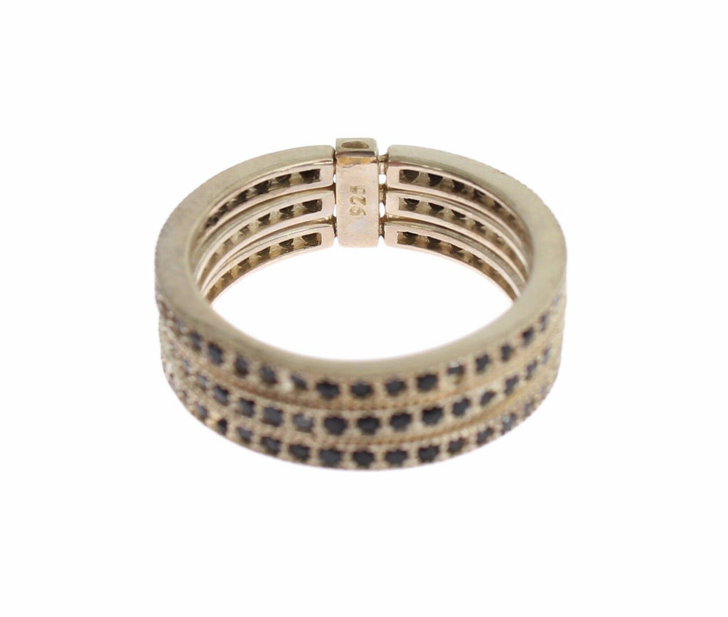 Nialaya Chic Silber &amp; Schwarz CZ Kristall Ring