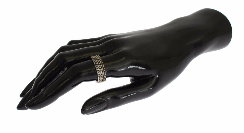 Nialaya Chic Silber &amp; Schwarz CZ Kristall Ring