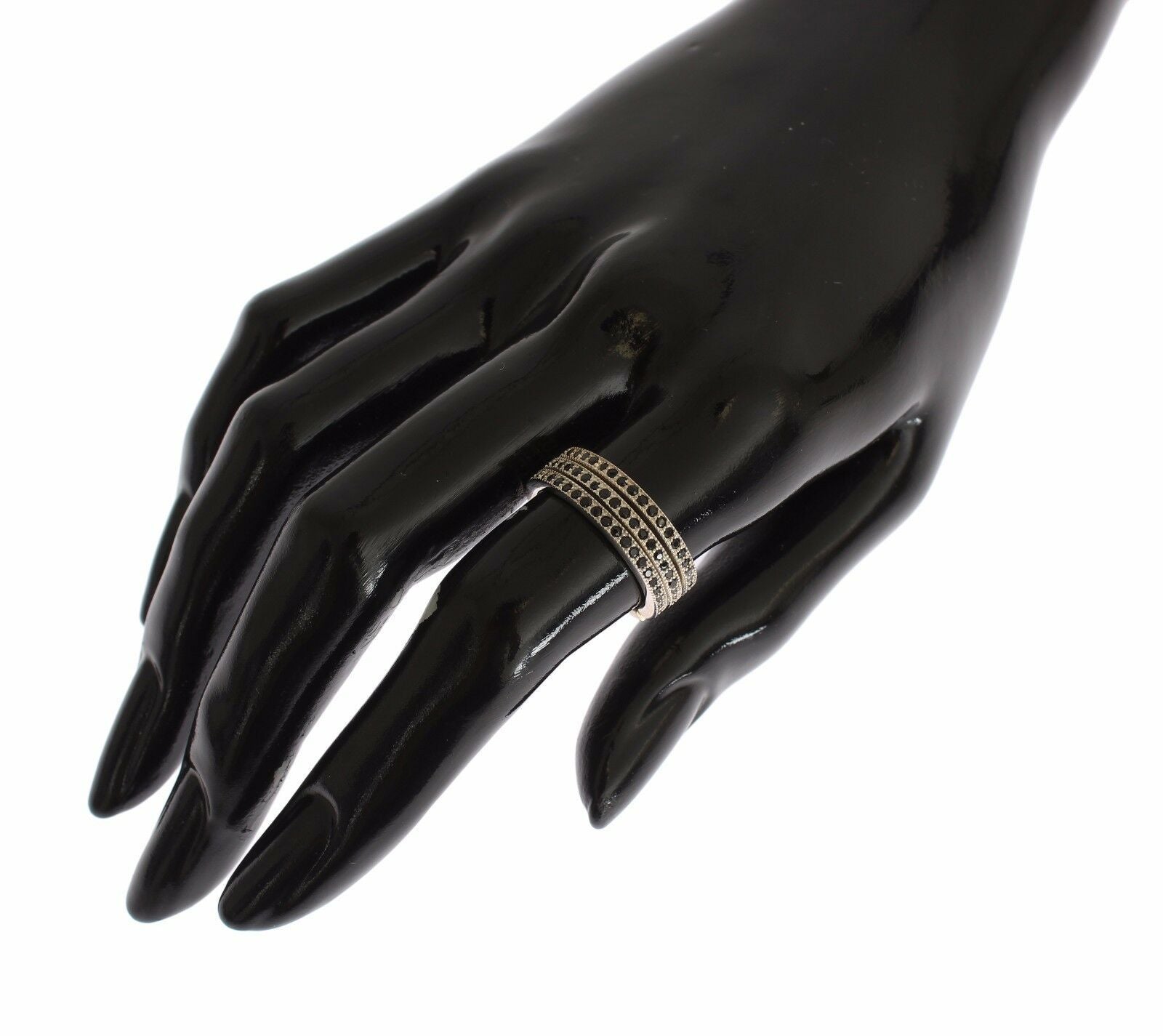 Nialaya Chic Silber &amp; Schwarz CZ Kristall Ring