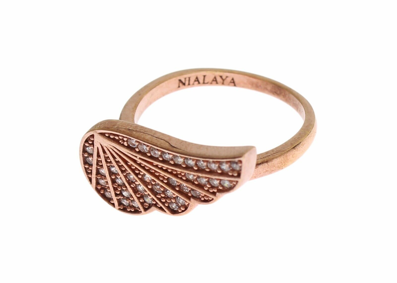 Nialaya Eleganter Roségold-Ring mit Zirkonia-Kristallen