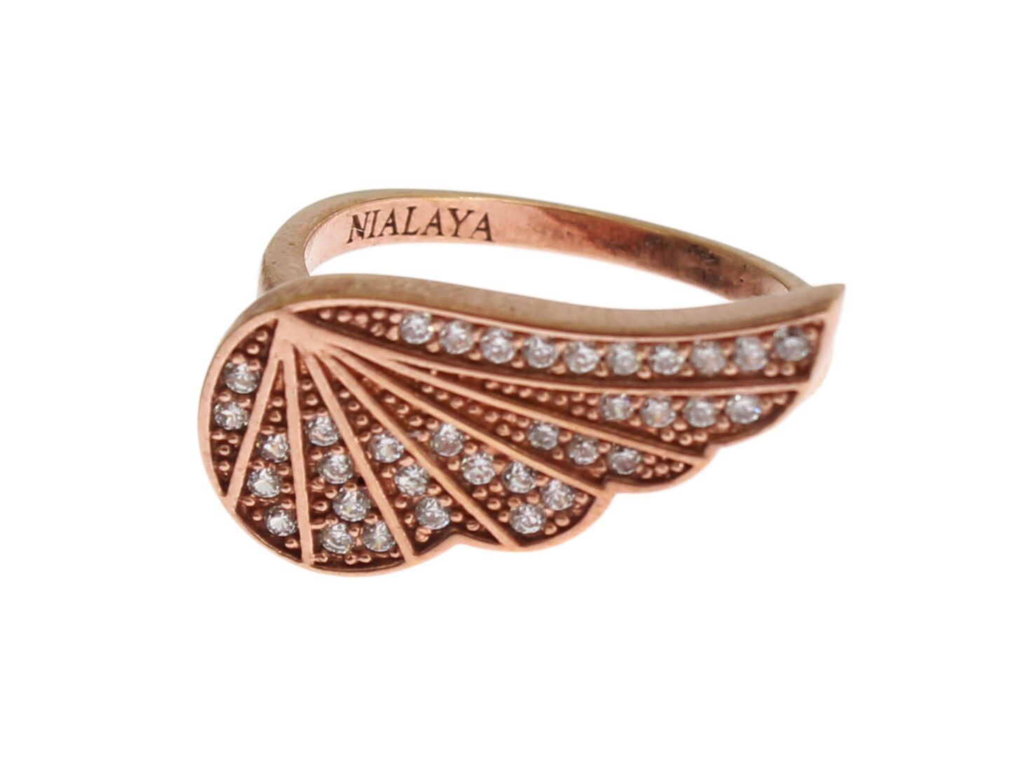 Nialaya Eleganter Roségold-Ring mit Zirkonia-Kristallen