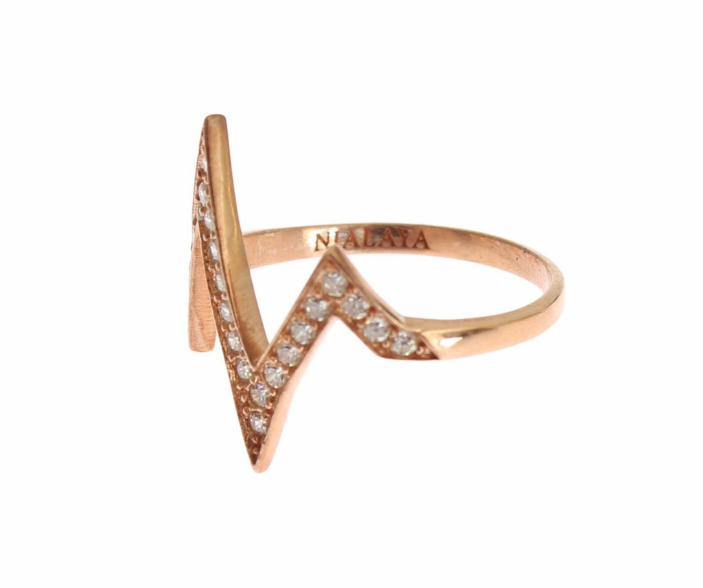 Nialaya Eleganter Silberring mit rosa Kristallen