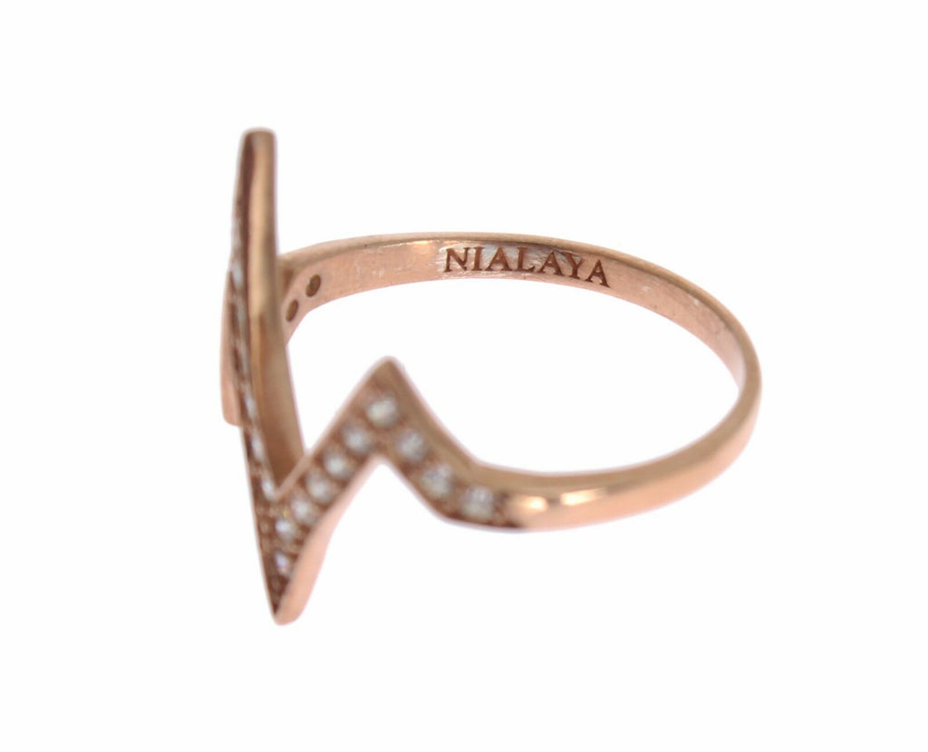 Nialaya Eleganter Silberring mit rosa Kristallen