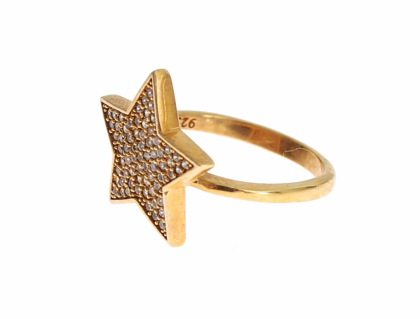 Nialaya Eleganter vergoldeter Sterlingsilberring mit CZ-Kristallen