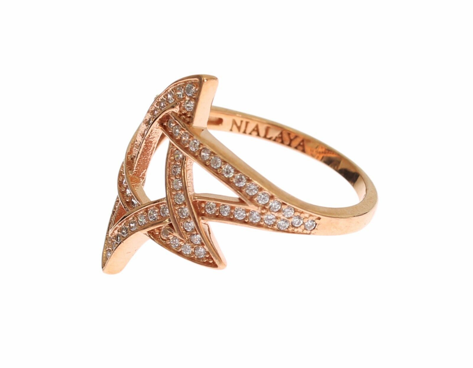 Nialaya – Ring aus rosa vergoldetem Silber mit Zirkonia-Kristallen