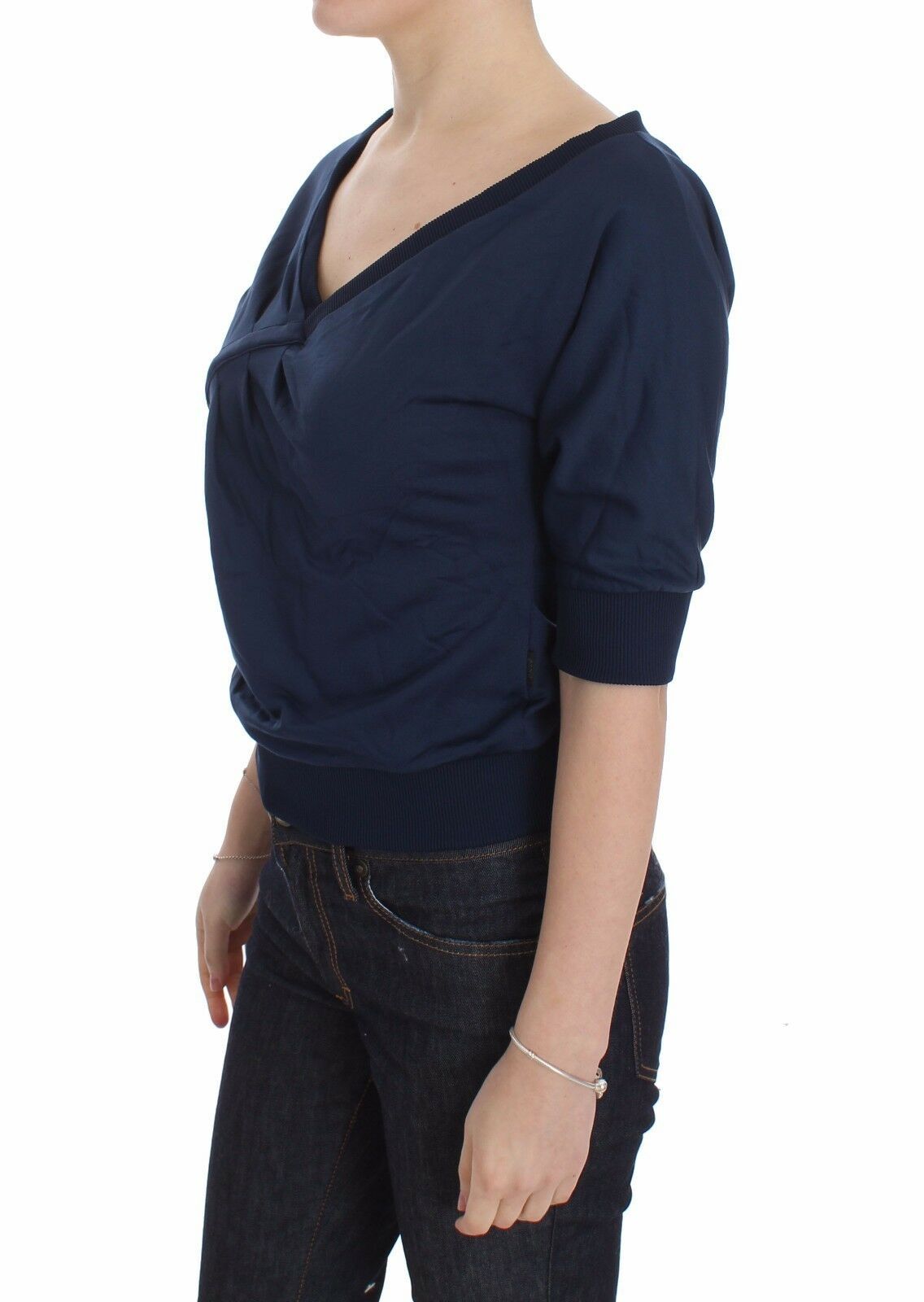 Exte Eleganter Pullover mit tiefem V-Ausschnitt in Blau
