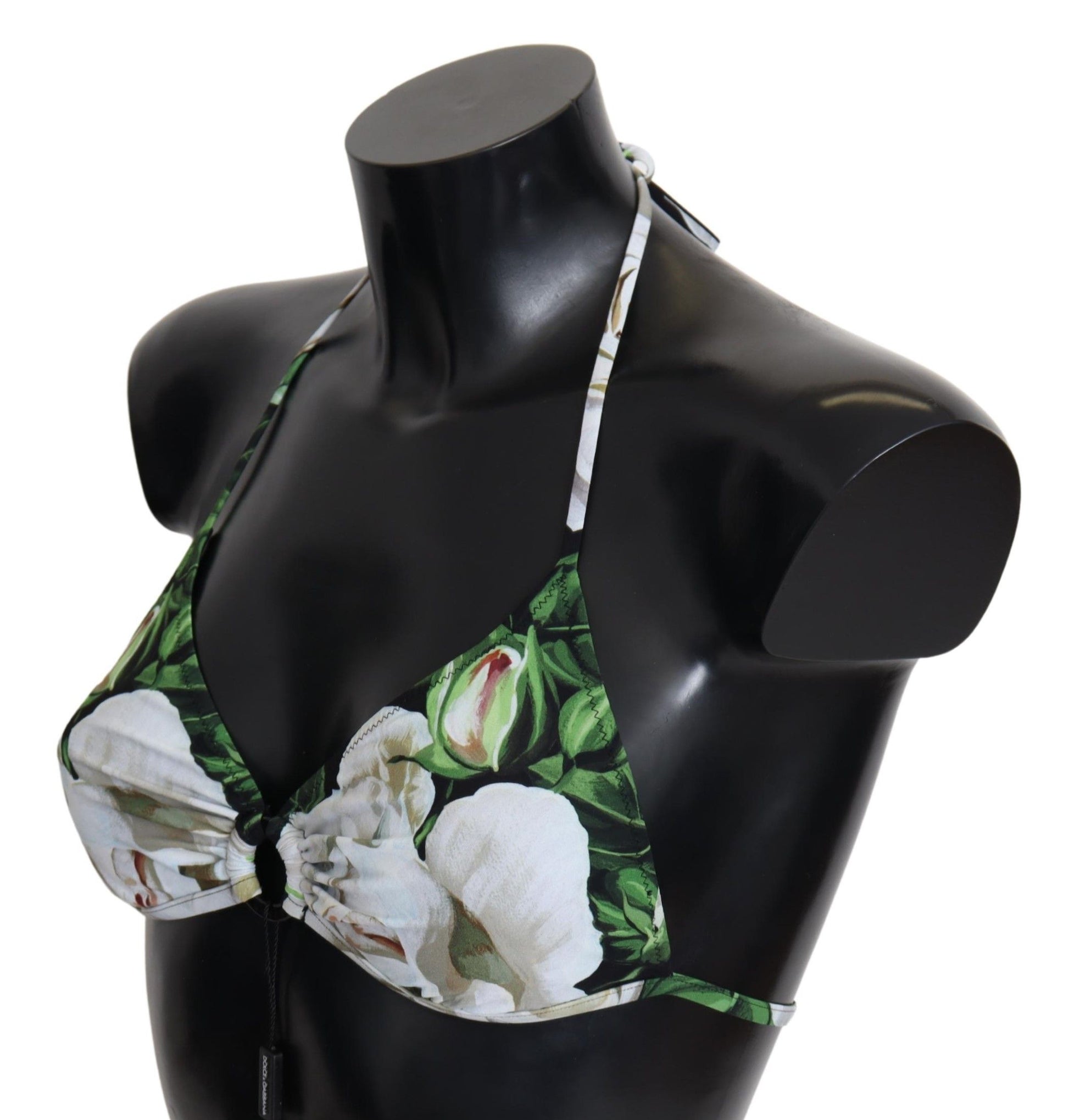 Dolce &amp; Gabbana – Bikinioberteil mit Blumendruck und Logoverschluss