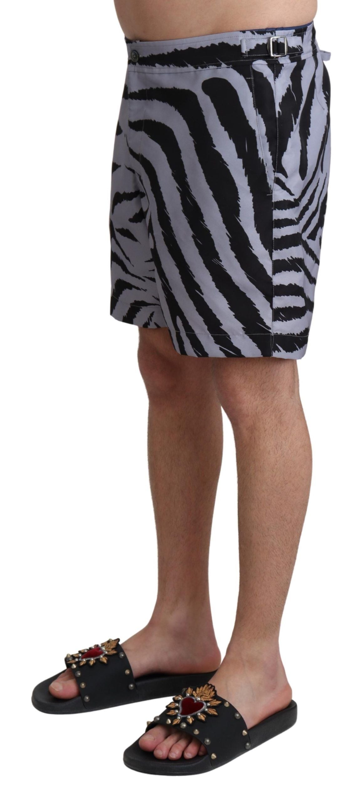 Dolce &amp; Gabbana – Elegante Badehose mit Zebramuster in Grau