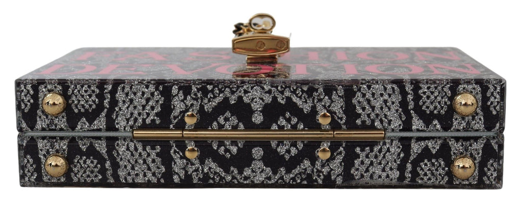 Dolce &amp; Gabbana Dolce Box Clutch aus grauem Harz mit goldenen Details
