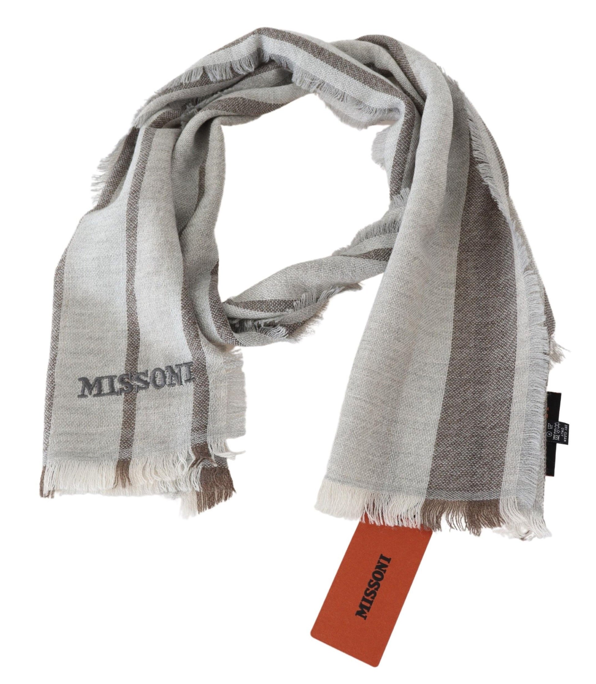 Missoni Mehrfarbiger Wollschal mit Streifen und Fransen, Unisex