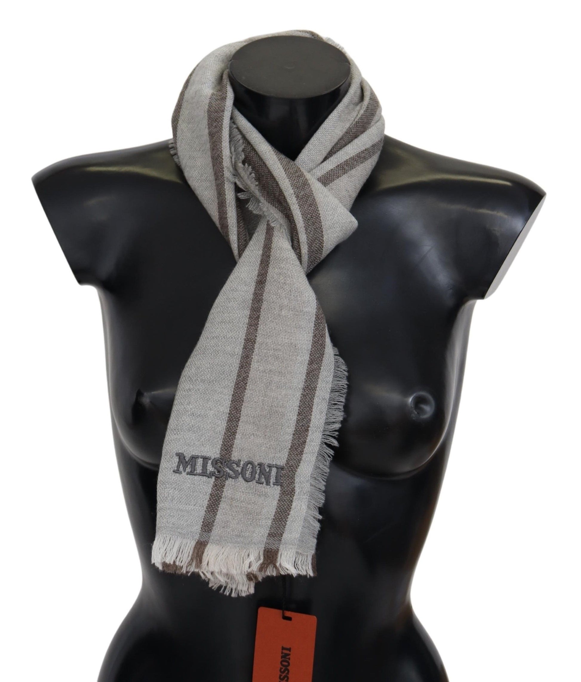 Missoni Mehrfarbiger Wollschal mit Streifen und Fransen, Unisex