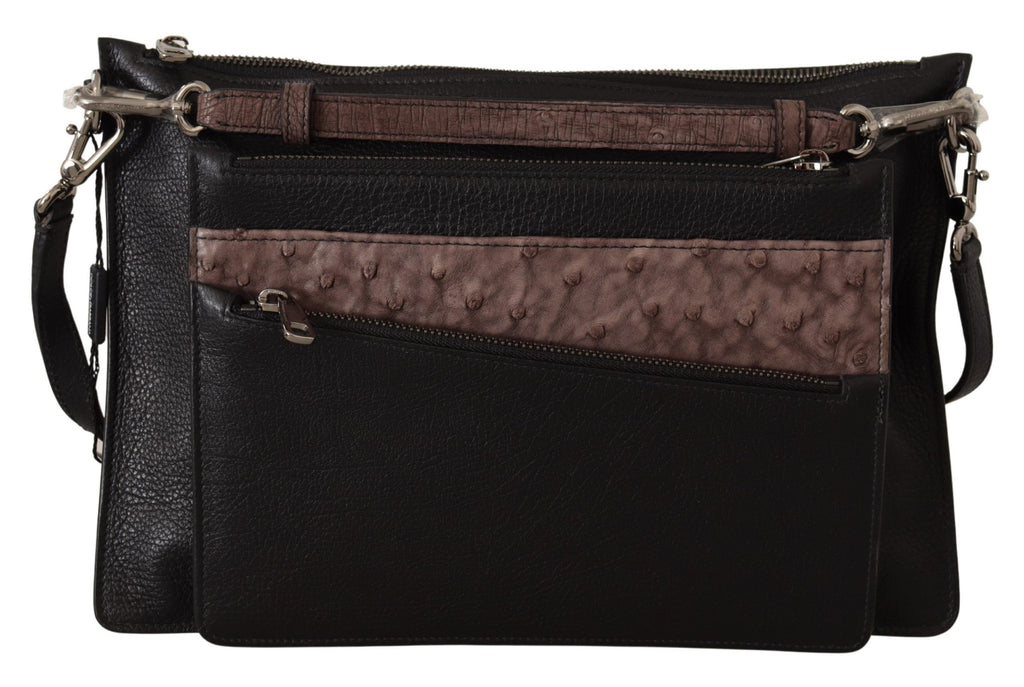 Dolce &amp; Gabbana Elegante Sling-Umhängetasche aus schwarzem Leder