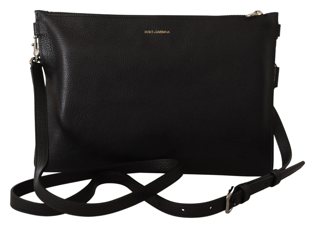 Dolce &amp; Gabbana Elegante Sling-Umhängetasche aus schwarzem Leder