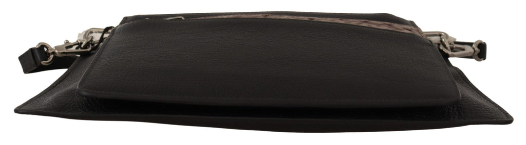 Dolce &amp; Gabbana Elegante Sling-Umhängetasche aus schwarzem Leder