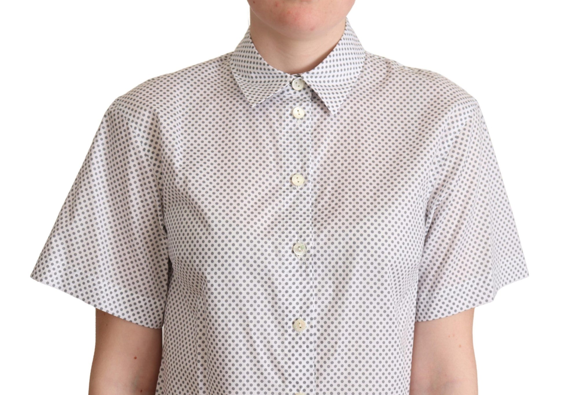 Dolce &amp; Gabbana Chic Graues Poloshirt mit Punkten