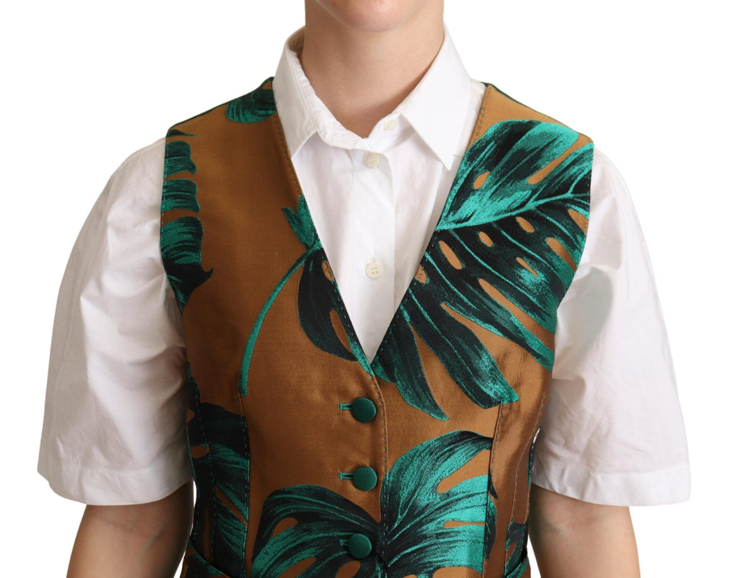 Dolce &amp; Gabbana – Elegante Weste mit grünem Blattmuster