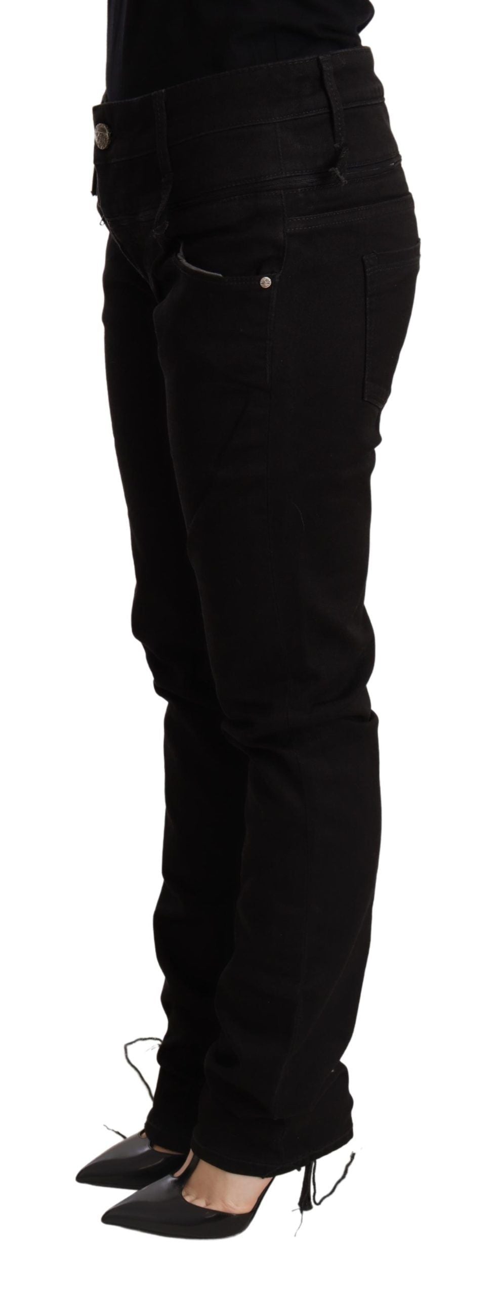 Acht Chic Skinny Jeans mit niedriger Taille in Schwarz