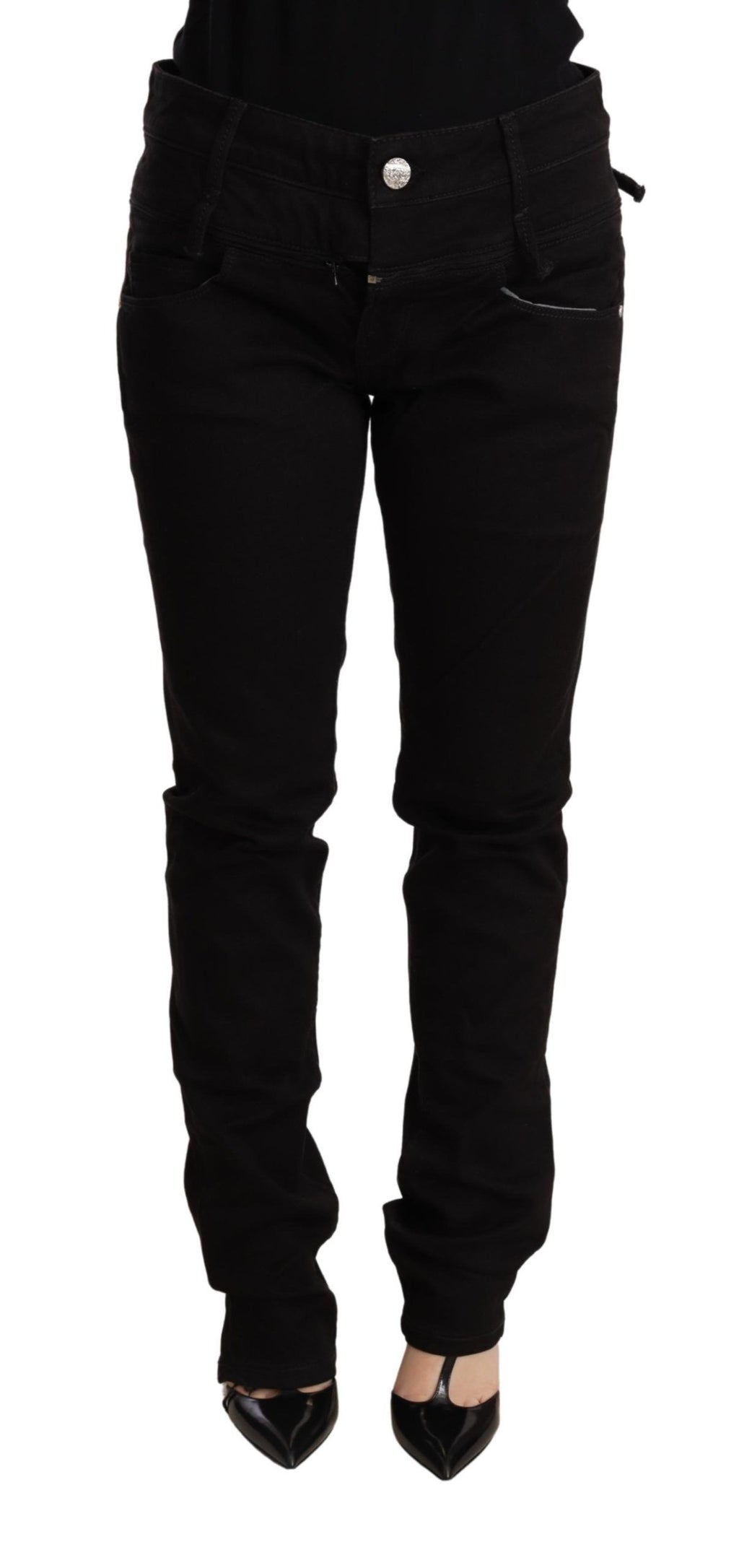 Acht Chic Skinny Jeans mit niedriger Taille in Schwarz