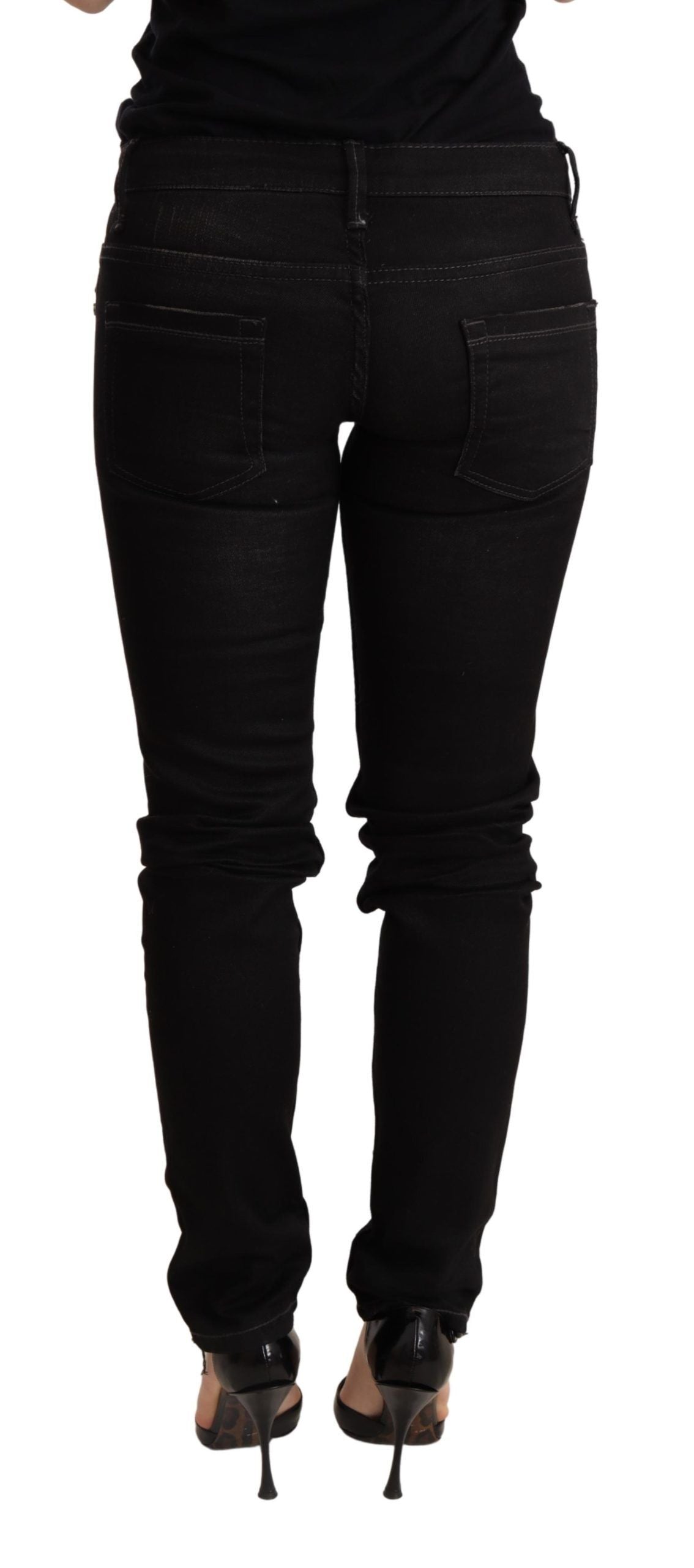 Acht Chic – Schwarze Skinny-Jeans mit niedriger Taille