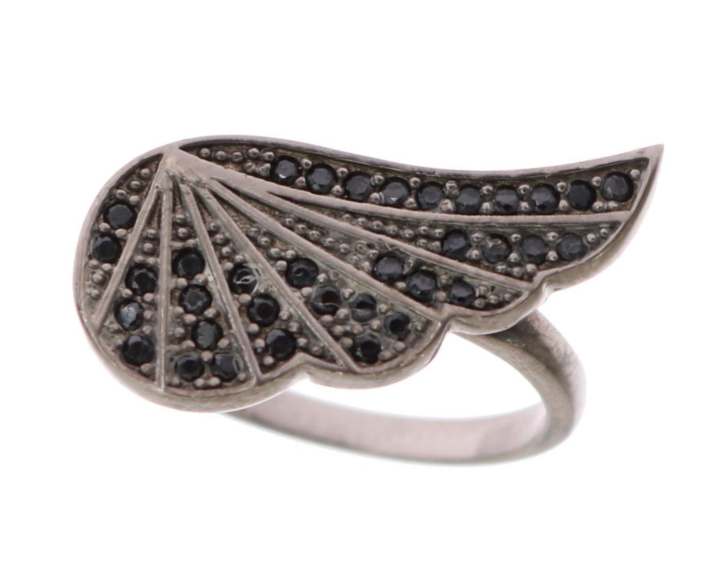 Nialaya Ring mit schwarzem Rhodium-Silber und Kristallen