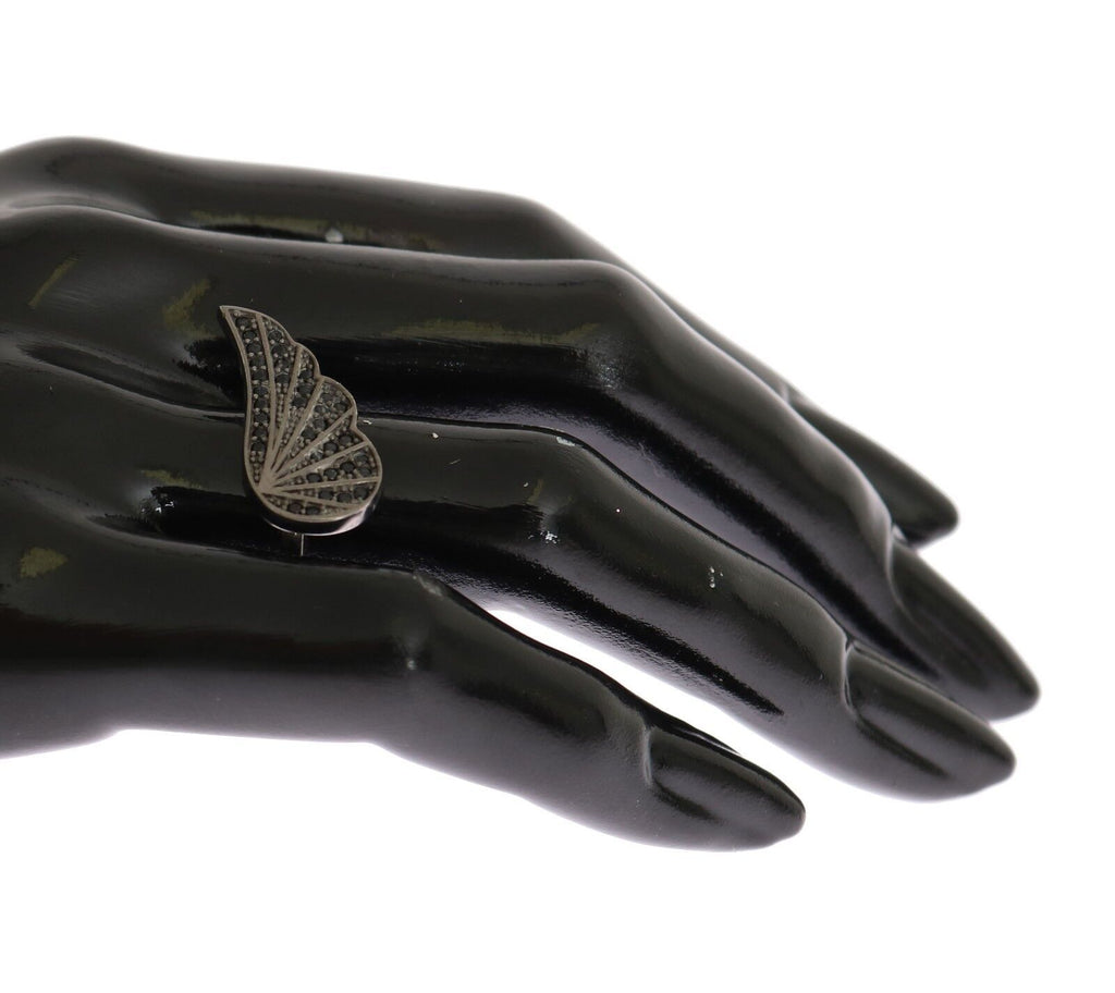 Nialaya Ring mit schwarzem Rhodium-Silber und Kristallen