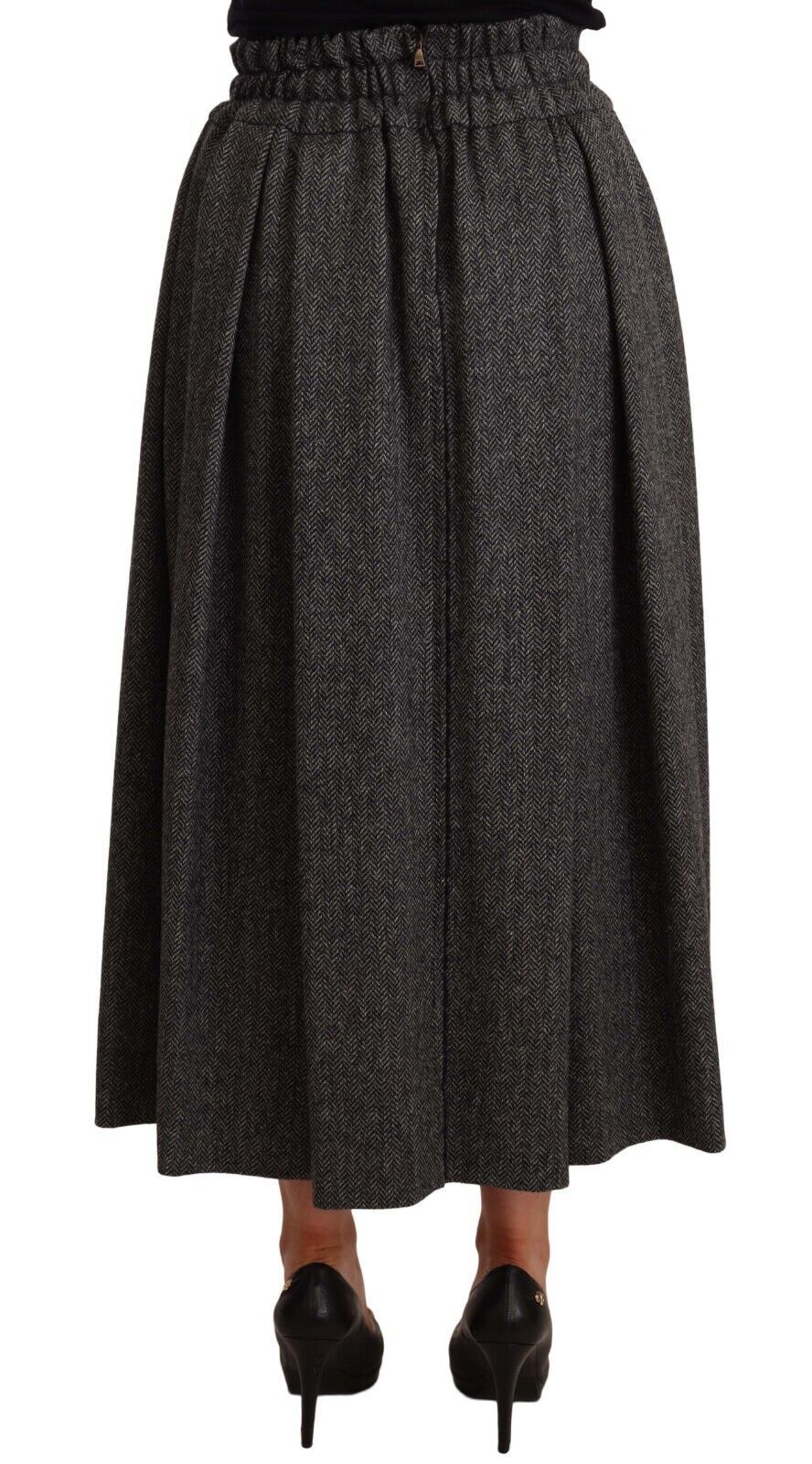 Dolce &amp; Gabbana Eleganter A-Linien-Midirock aus Wolle in Grau mit Zickzackmuster