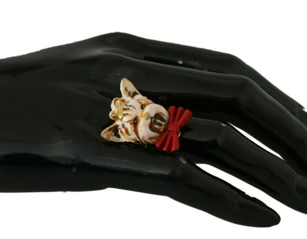 Dolce &amp; Gabbana – Eleganter, goldfarbener Ring im Hunde-Stil