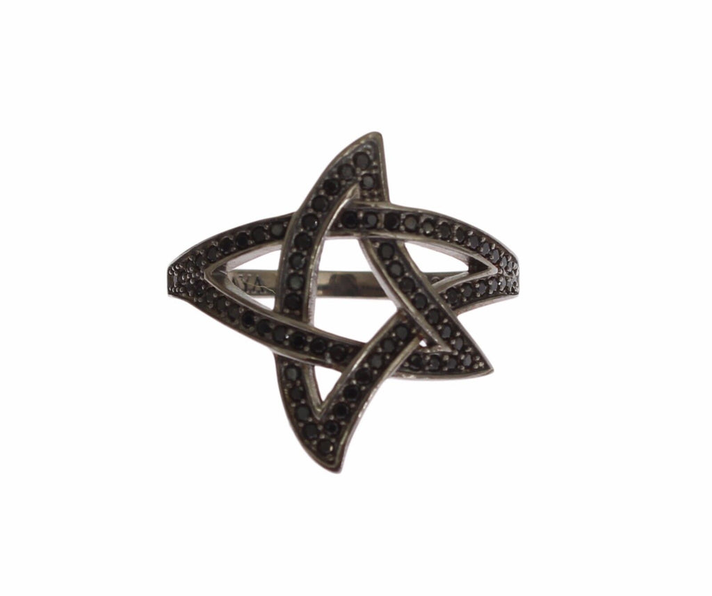 Nialaya Chic Ring aus rhodiniertem Silber mit Zirkonia-Kristallen in Schwarz